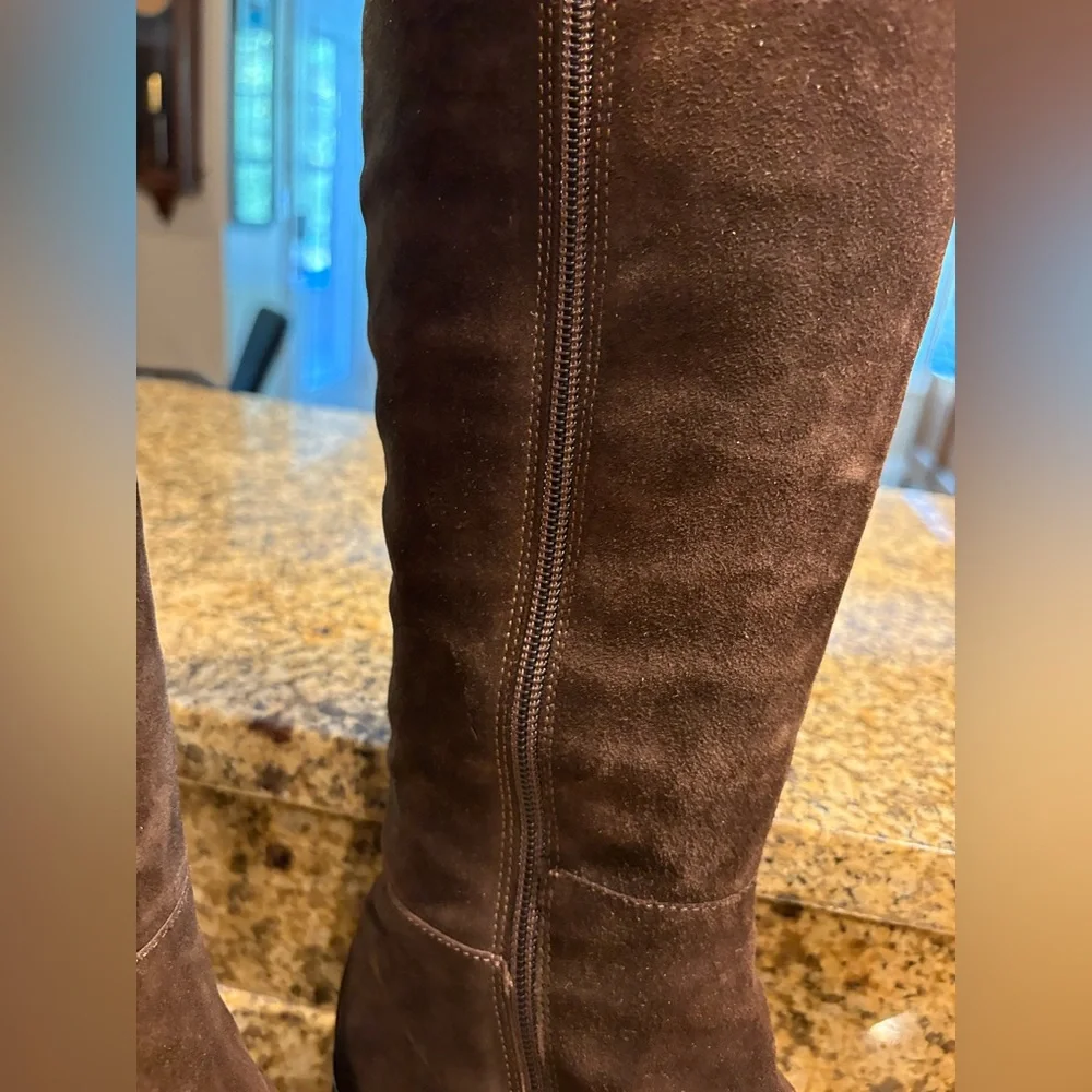 Aquatalia Suede Fur Lining Cuffed Over the Knee Riding  Boots Size 7 VGUC Italy